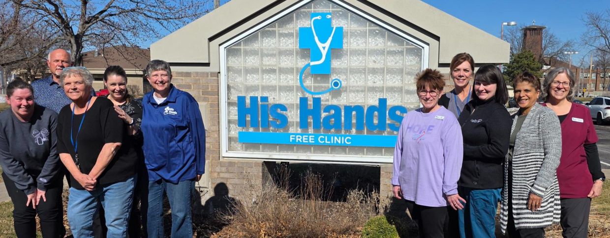 The His Hands Free Clinic staff and volunteer team gathered together.